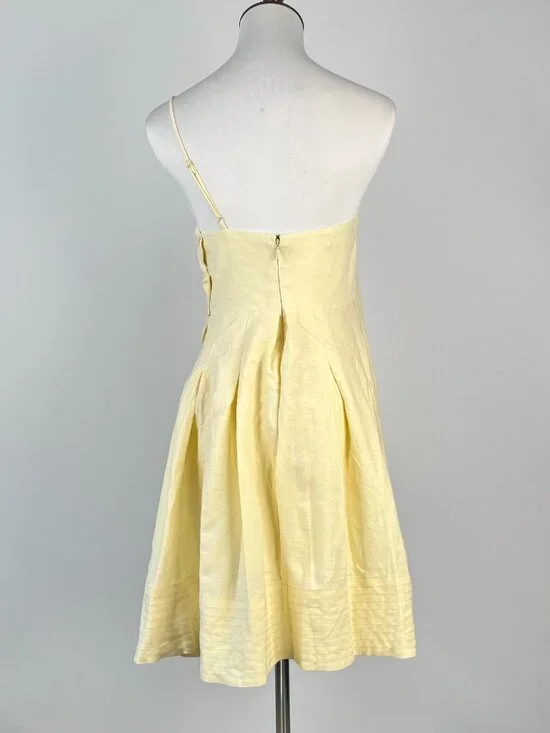 NWOT Farm Rio Lea One Shoulder Off-White Linen Blend Mini Dress Size M 3D Petal - Picture 9 of 16